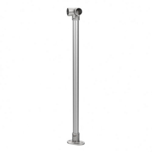 Tube Clamp PreBuilt Handrail Corner Post in 42.4mm Galvanised Tube with flat fixing base